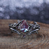 Alexandrite ring set women Vintage wedding ring set for women