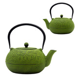 YJX 60.9oz Large Cast Iron Teapot, Big Tea Kettle for Stovetop Safe, Green Cast Iron Kettle Teapot with Stainless Steel Infuser for Loose Tea and Tea Bags(1800ml)