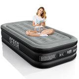 Sebor Air Mattress Twin with Built-in Pump 18", Comfortable Self-Inflating Air Mattress with High-Speed Pump, Durable Blow Up Mattress Twin with Storage Bag for Guests, Camping, Travel