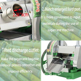 Commercial Sugar Cane Ginger Press Juicer with 3 Rollers and 2 knives, Manual Suger Cane Squeezing Juicer, Stainless Steel Filter Disc and Mesh, High Juice Yield BEILOCKERY