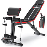 XDDIAS Adjustable Weight Bench, Workout Bench with Leg Extension and Preacher Curl Pad, Weight Bench for Home Gym, Foldable Exercise Bench, Quick Adjustment Incline Bench Press XDDIAS