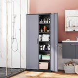 Tall Steel File Cabinets with Lockable Doors and 5 Adjustable Shelves-Black&Gray Steel Storage Cabinet for Home, School, Office