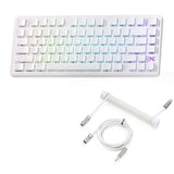 XVX L75 Air Low Profile Mechanical Keyboard Wireless w/Pro V2 Push‑Pull Fast‑Locking Aviator Coiled USB‑C Cable-White