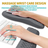 Hokafenle 2 in 1 Ergonomic Mouse Pad Wrist Support & Wrist Rest for Computer Keyboard Set, with Relieve Carpal Tunnel Pain Massage Bulge and Full Memory Gel Design (2In1 Set, Dark Gray)