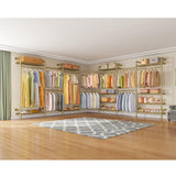 Timate U3 U Shape Garment Rack Heavy Duty Clothes Rack for Hanging Clothes, Expandable Industrial Pipe Clothing Racks Wall Mounted Closets L Shaped Closets Wardrobe Closet System Large Closet Kit Gold