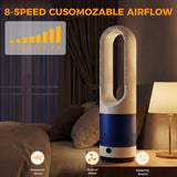 NEWBULIG 22" Bladeless Tower Fan for Bedroom, 80°Oscillating Quiet Fan, 8 Speeds, 9H Timer, Remote Control & LED Display, Portable Design, Easy to Clean for Home, Office, Blue&White