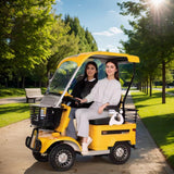 Electric Golf Cart Passenger Cruiser, with Extra Large Capacity Storage Trunk, 50-Mile Range (Yellow-800W60V30AH-Lithium)