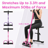 Resistance Bands with Handle, 6-Tube Elastic Foot Pedal Resistance Band, Natural Rubber Ankle Puller Sit-up Exercise, Multifunction Fitness Bands for Abdomen