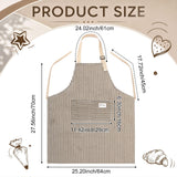 Janmercy 24 Pcs Aprons for Women Men with 2 Pockets Linen Cooking Kitchen Apron Adjustable Bib Chef Apron Bulk Aprons Unisex(Brown,Thin Stripes)