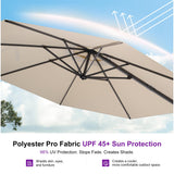 PURPLE LEAF Cantilever Umbrella 10 Feet Round Smooth 360° Rotation Beige