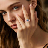 Kite Cut Alexandrite ring set women Vintage wedding ring set for women