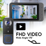 Taishixing 4.3" Video Doorbell Camera with Monitor 2-Way Audio, Night Vision, IP68 Waterproof, Smart Video Door Phone Walkie-Talkie with Screen 1080P HD 170°Wide Angle,No Subscription，Plug and Play