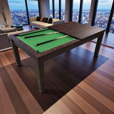 SIMBASHOPPING 7 Foot Pool Dining Table Combo Green Felt Modern Billiard Table with Dining Top Included - Missisipi