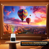 LJYT 1080P FHD Protable Mini Projector, 250 ANSI Lumens, Support 4K, Auto Keystone, 210° Rotation, Bluetooth 5.4, WiFi 6, Android 11, Compatible with iOS/Android/PS5/Windows/USB/HDMI/TV Stick/Box