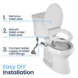 LUXE Bidet NEO 120 - Single Nozzle, Self-Cleaning, Non-Electric Bidet Attachment for Toilet Seat, Adjustable Water Pressure, Rear Wash (Gold)