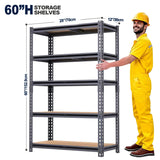 ZEUKMXOO Garage Shelving, 2400 LBS Metal Storage Shelves, 12" x 28'' x 60'' Heavy Duty Shelf, Adjustable Shelving Rack, Standing Shelf Units, Shelves for Garage Storage