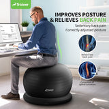Trideer Exercise Ball Chair with Base & Resistance Bands for Home Gym, Stability Ball Seat for Core Workout and Back Support