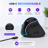 J-Tech Digital Ergonomic Mouse with Wireless Connection, Removable Palm Rest, Thumb Buttons