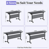 Mobile Folding Conference Table on Wheels, Modern Flip Top Stackable Training Tables