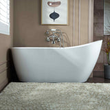WOODBRIDGE 67" Acrylic Freestanding Bathtub Contemporary Soaking White Tub with Chrome Overflow and Drain