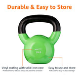 Amazon Basics Vinyl Kettlebell for Strength Training and Workout, 25 Pounds, Textured Handle, Light Green