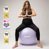 BABYGO Birthing Ball - Pregnancy Yoga Labor & Exercise Ball & Book Set Trimester Targeting, Maternity Physio, Birth & Recovery Plan Included Anti Burst Eco Friendly (Lavender, 75cm - Electric)