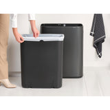 Brabantia Bo Touch Top Kitchen Trash Can with Single Compartment | Confident Gray | 16 Gal Inner Bucket | Soft-Close Garbage Can, Light Touch Opening, Stay-Open Lid | Fits Against Wall | + Trash Bags
