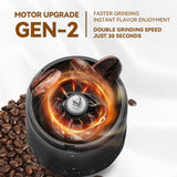 Portable Electric Coffee Grinder - 38 Grind Settings, Conical Burr & Black Stainless Steel Body, Rechargeable Mill for Espresso, Moka Pot, Ideal for Camping and Travel