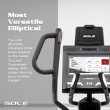 Elliptical Exercise Machine by Sole Fitness, Home Workout Equipment for Cardio, Running, and Walking, Adjustable Stride Length, 13.3" Touch Screen, Bluetooth, and Tablet Holder (Sole E95S)