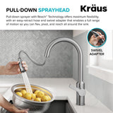 Kraus Oletto Kitchen Faucets Touchless Sensor Single Handle Pull-Down Sprayer in Brushed Brass, KSF-2830BB
