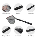 SANLIKE Fishing Net Fish Landing Nets Ice Fishing Collapsible Telescopic Sturdy Pole Handle for Saltwater Freshwater Extending to 36/43/71/98inches (49inch-Black)