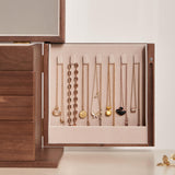 Homruilink Black Walnut Wooden Jewelry Box, Wood Jewelry Organizer with 2 Side Doors Mirror Lockable Classical Style for Watch Necklace Ring Earring Storage Gifts-4 Layer