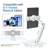 AboveTEK Multi-Angle Adjustable Tablet Stand, 360 Swivel iPad Stand Aluminum Desk Mount Fits 4'-11" Tablets White
