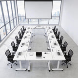 Conference Room Table, 47.2'' Modern Folding Training Tables with Flip Top, Mobile Table with Four Locking Wheels
