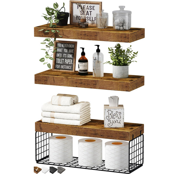 Bathroom Shelves Over Toilet Wall Mounted Floating QEEIG