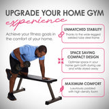 HolaHatha Home Gym Steel Workout Bench for Barbell, Weight Lifting, and Exercise, Black HolaHatha