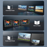 APILDELLA 14'' 1080P Portable Dual Monitor Extender for Laptops - USB C and HDMI, Plug-Play for Dual Display on Mac and Windows, Fits 13''-17.3'' Laptops APILDELLA