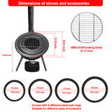Multifunction Large Portable Charcoal Grill,Heavy-duty Wood Burning Stove with Grill Rack(17 Inches),Camping Rocket Stove