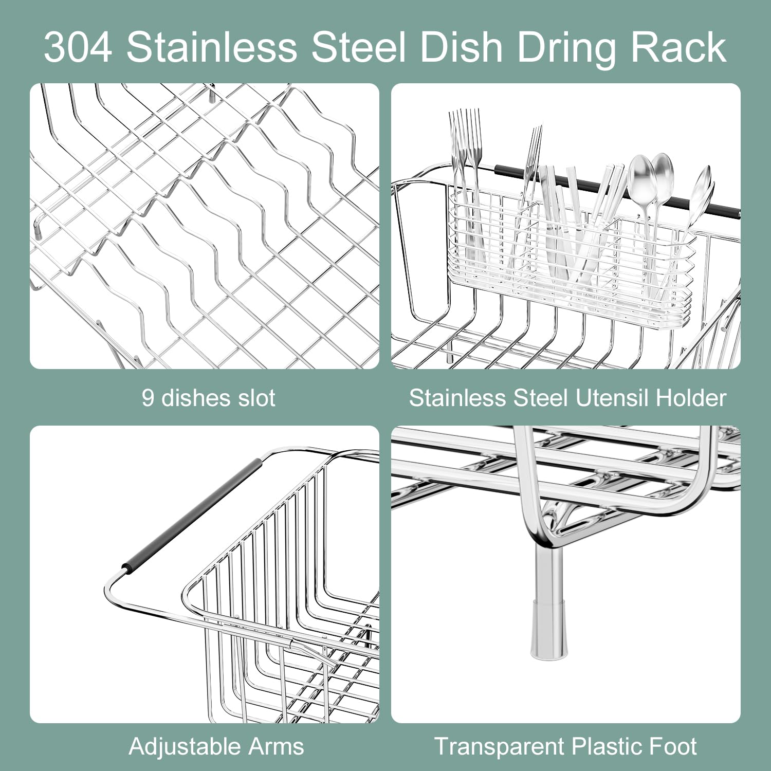 JAQ Over Sink Dish Drying Rack for Medium to Large Sink, Expandable 15 ...