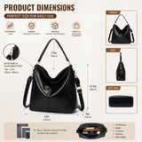 Slouchy Hobo Bags for Women, Large Shoulder Bag with Top Handle, Vintage Crossbody Purse Leather Travel Slouchy Tote Handbag (Black)