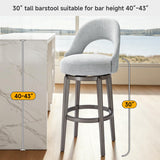 Mapleyard 30 Inch Swivel Upholstered Velvet Bar Stools Set of 6, Sage Grey