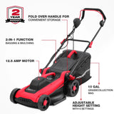 PowerSmart Corded Electric Lawn Mower 14-Inch 12.5AMP with Adjustable Handle Height, 6 Cutting Heights from 1" to 3" & 10-Gallon Collection Bag 2026 Version
