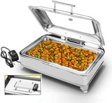 XAWSOP Electric Buffet Server Food Warmers for Parties Buffets Electric,Stainless Steel Buffet Server and Warming Tray,9L,Chafing Dish Buffet Set-Adjustable Temperature +,Gn 1/1