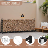 Benass Outdoor Firewood Rack with Cover 8FT,Heavy Duty Fire Log Stacker Stand for Wood Storage with 600D Oxford Waterproof Cover,Indoor/Outdoor Firewood Holder for Fireplace, Patio,Black