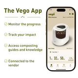 Vego Kitchen Composter, 4L Electric Composter Countertop 5 Modes Weight-Based Smart Compost Bin with App Odorless Auto-Cleaning Food Waste Compost Machine Indoor, Black