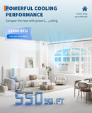 12000 BTU Window AC Unit - 115V Wi-Fi Enabled Air Conditioner for 550 Sq.Ft Rooms Fast Cooling Window Mounted with Remote Perfect for Apartments, Living Room Office