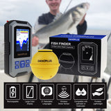 Portable Fish Finder Large HD Display Wireless Fish Finder, Fish Finders & Depth Finders for Boats with 147 feet Depth Detection Sensor, Rechargeable Castable Fish Finder Display Fish, Temp, Depth