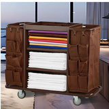 OTQEFTN Commercial Linen Trolley on Wheels Janitorial cart, 3 Shelves Housekeeping