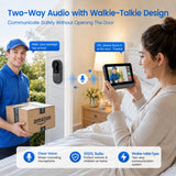 TKMARS Wireless Doorbell Camera No Subscription No WiFi/App Needed