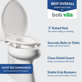 Bemis Assurance 3" Raised Toilet Seat for Seniors, Therapist Preferred for Safety, Secure Hinges, Clean Shield Guard, Elongated, White